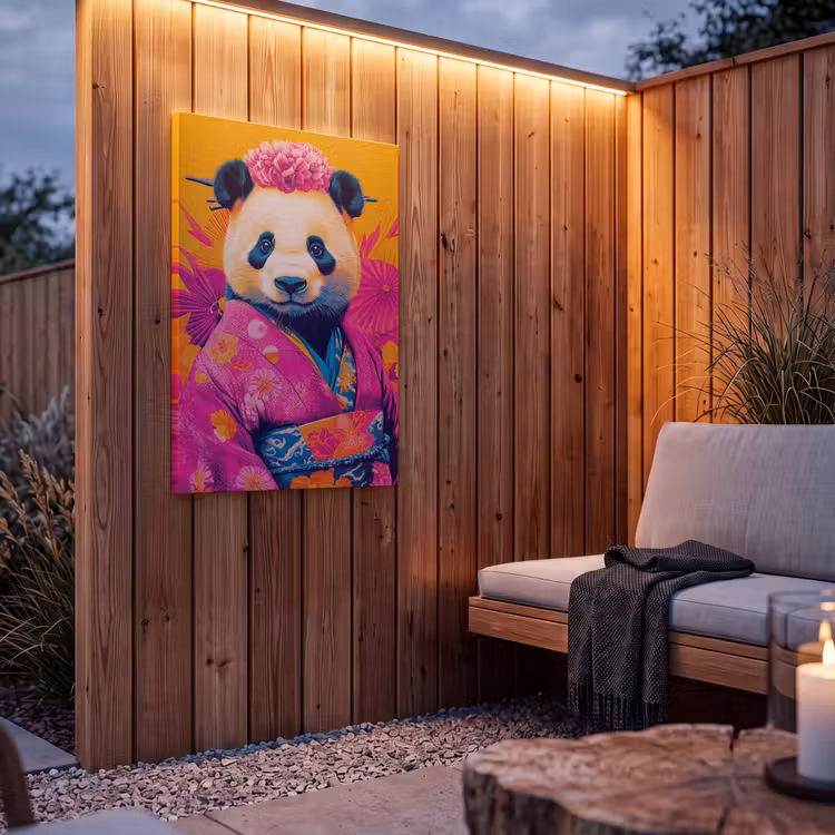 Buiten canvas - Kimono - Roze - Panda - Bloemenkroon — 4