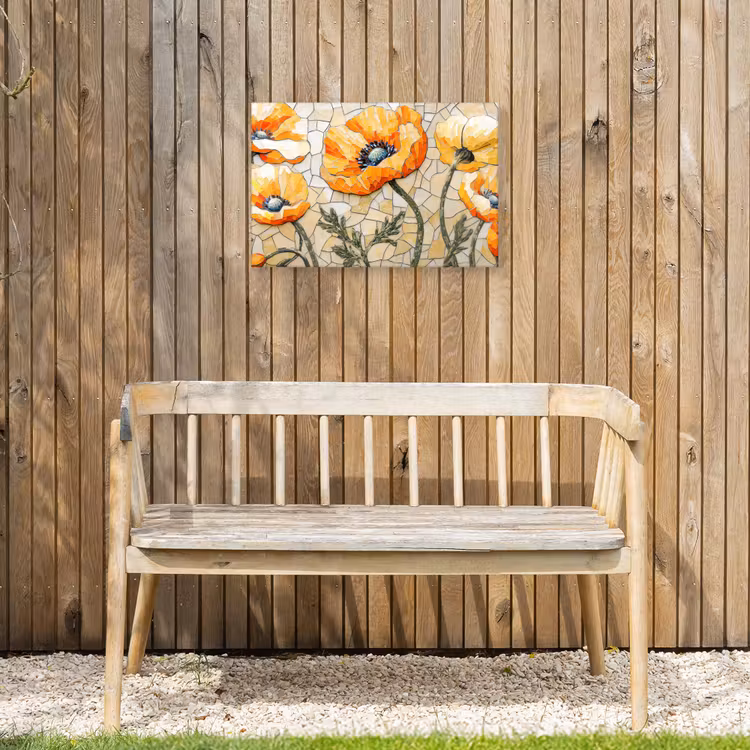 Buiten canvas - Klaprozen - Oranje - Mozaïek - Bladeren — 3