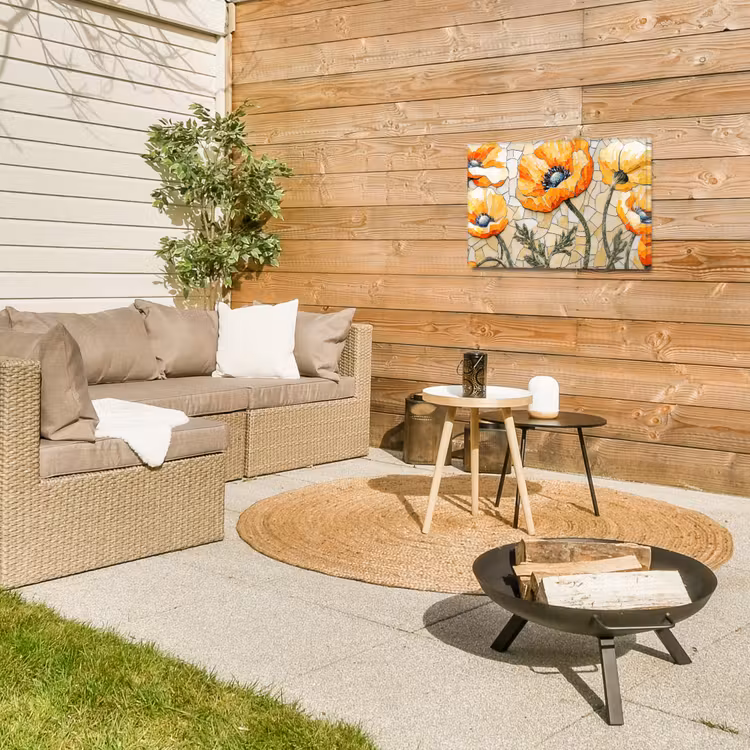 Buiten canvas - Klaprozen - Oranje - Mozaïek - Bladeren — 5