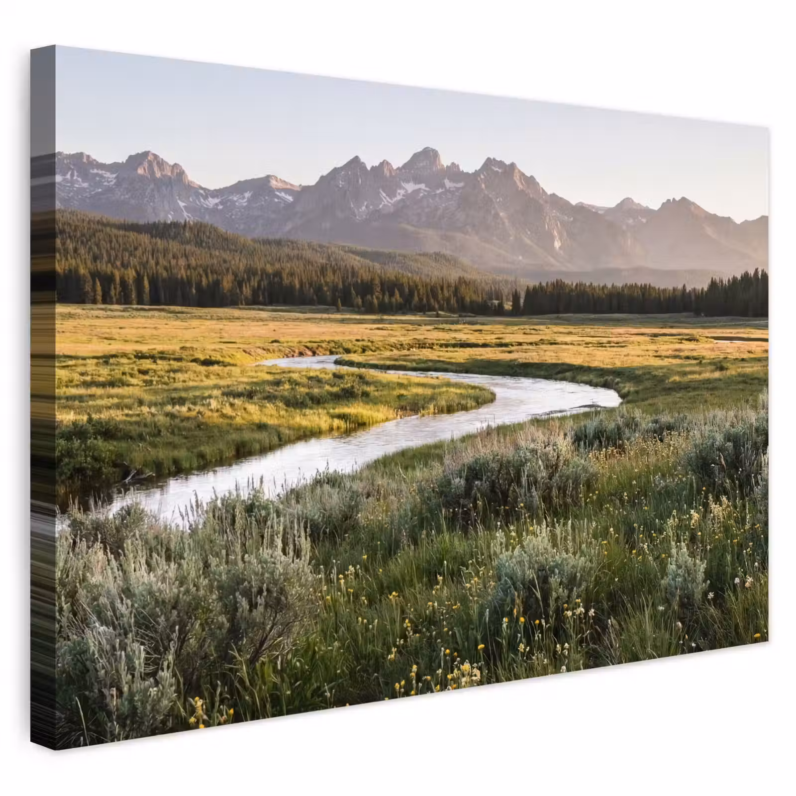 Buiten canvas - Berglandschap - Rivier - Bos — 1
