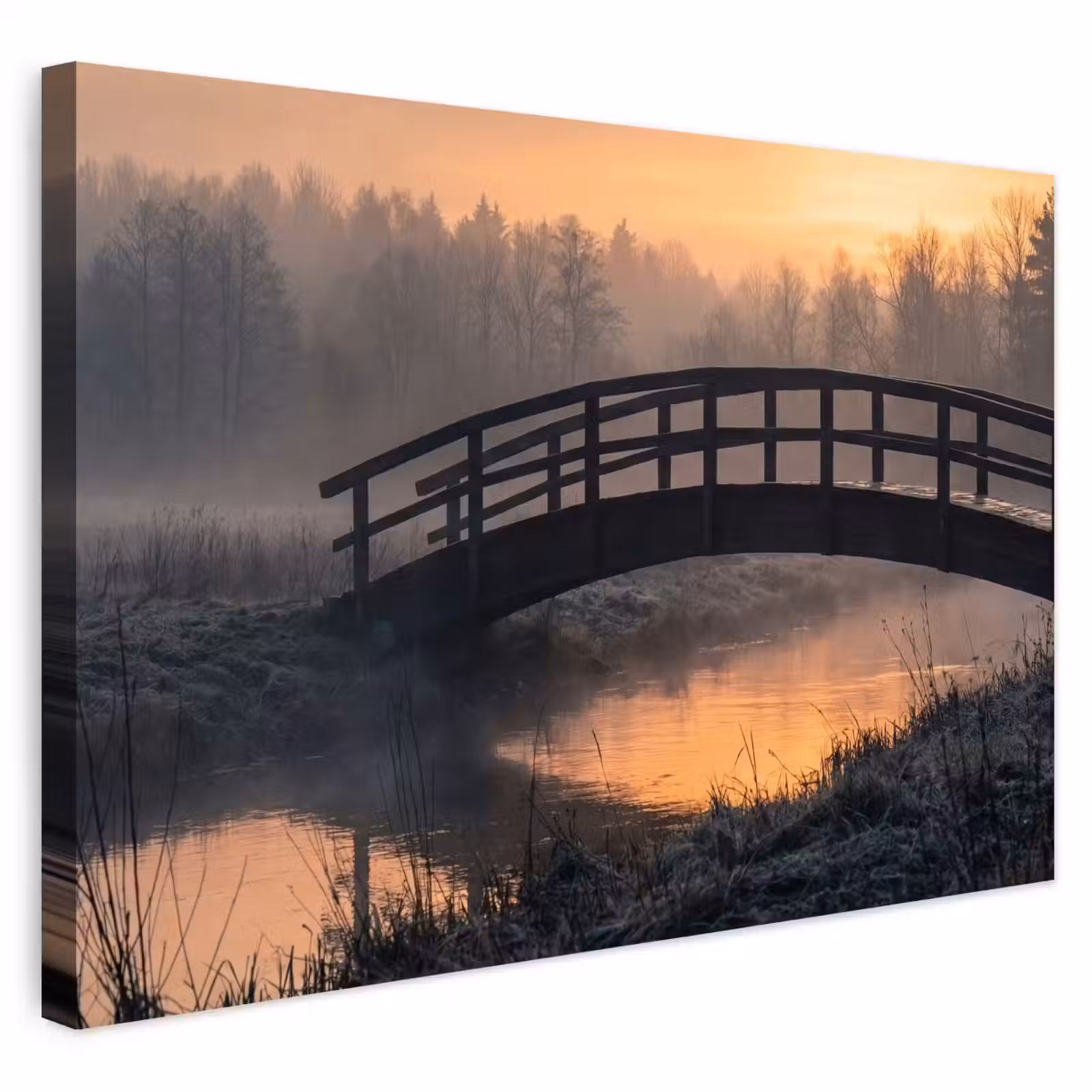 Buiten canvas - Brug - Mist - Bomen - Water — 1