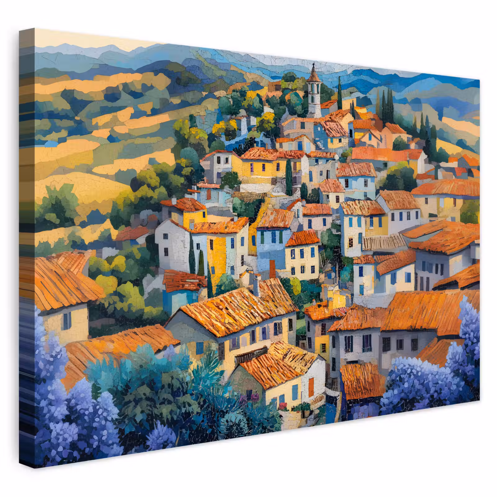Buiten canvas - Dorp - Heuvels - Landschap - Bomen — 1