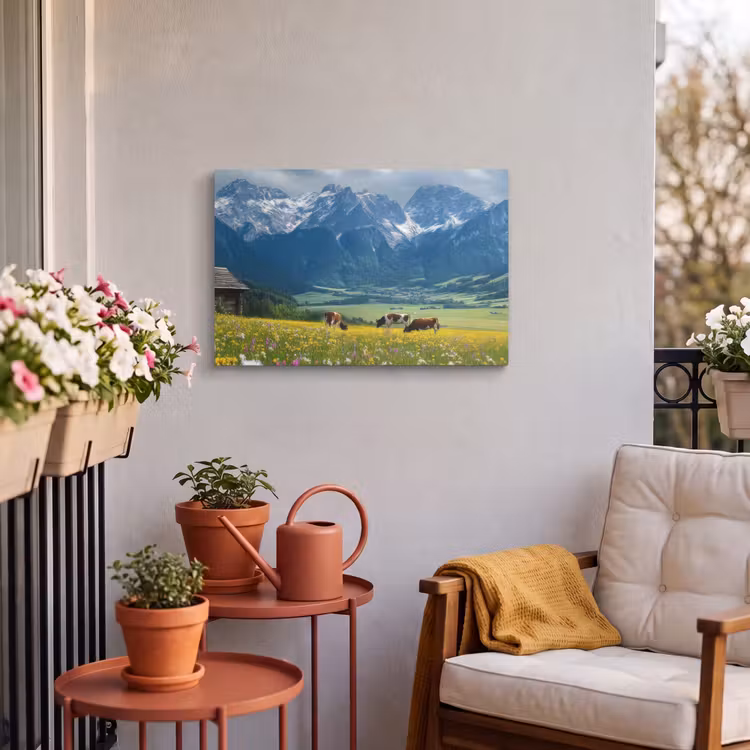 Buiten canvas - Alpen - Weide - Bergen - Koeien — 3