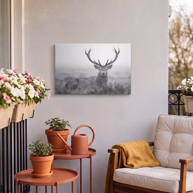 Buiten canvas - Hert - Mistig - Zwart - Wit — 4