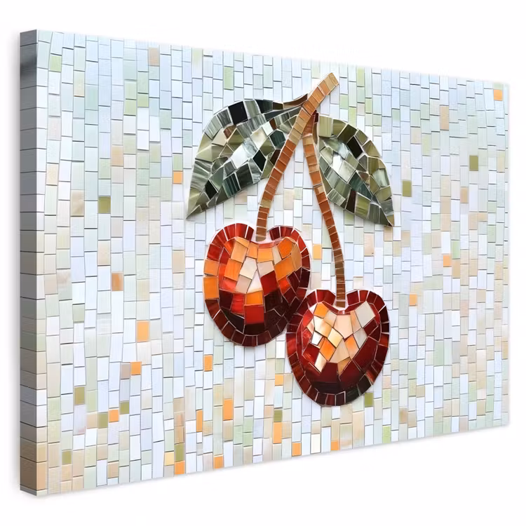 Buiten canvas - Kersen - Rood - Mozaïek - Blaadjes — 1