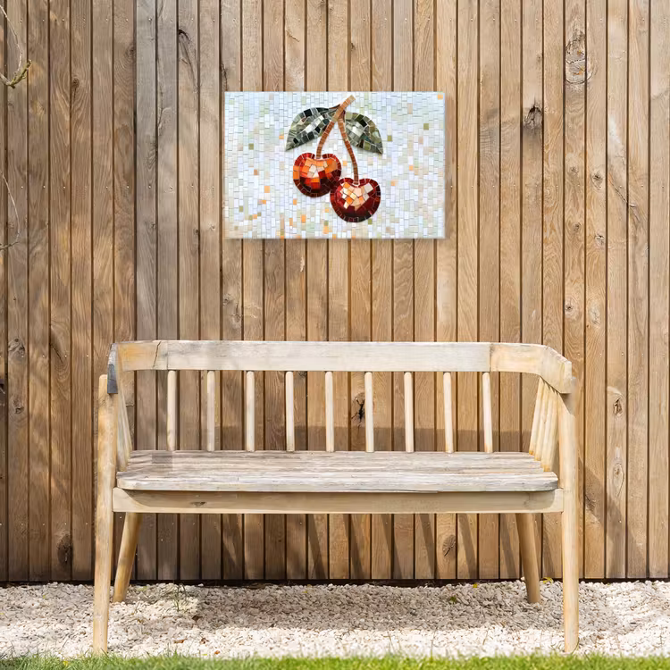Buiten canvas - Kersen - Rood - Mozaïek - Blaadjes — 3