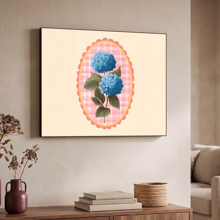Art Frame - Bloemen - Blauw - Lijst - Bladeren — 4