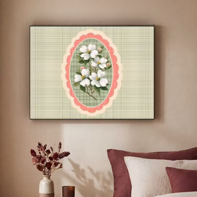 Art Frame - Bloemen - Illustratie - Geruit - Groen — 2