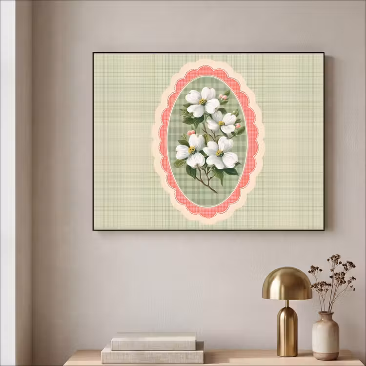 Art Frame - Bloemen - Illustratie - Geruit - Groen — 3