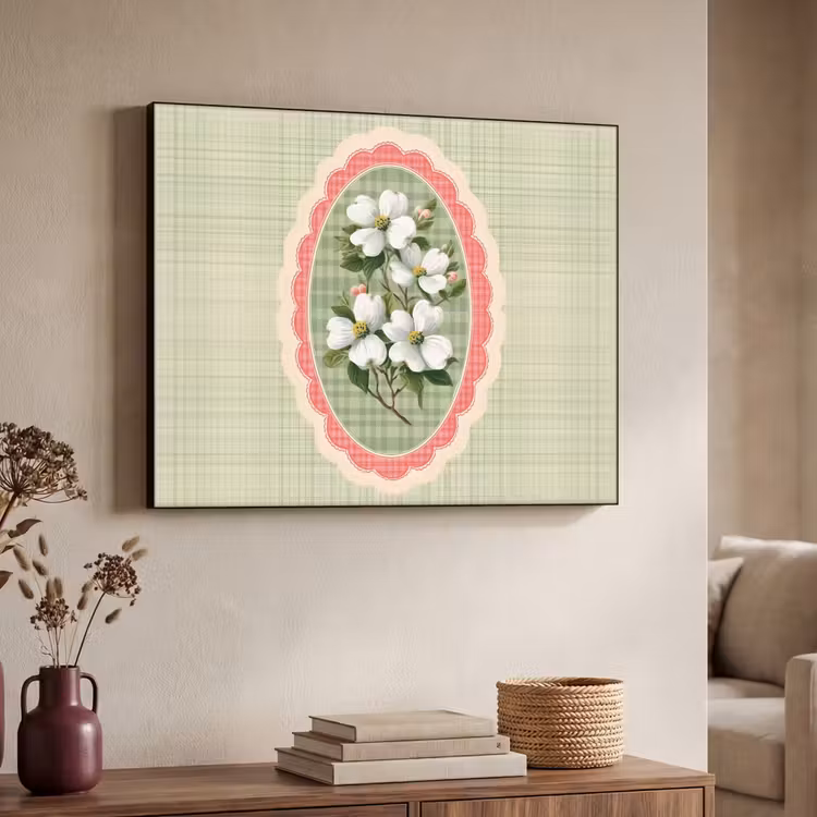 Art Frame - Bloemen - Illustratie - Geruit - Groen — 4