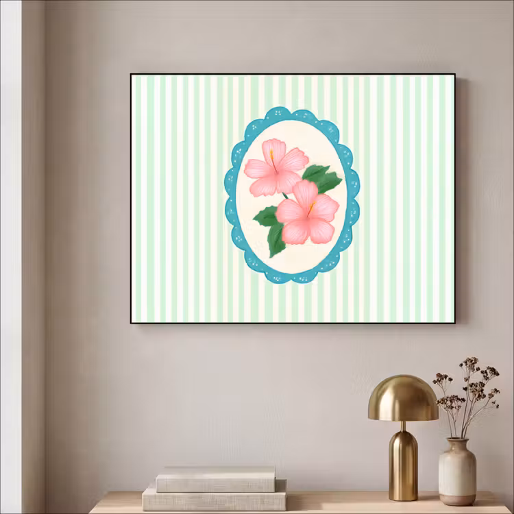Art Frame - Bloemen - Ovaal - Strepen - Groen — 3