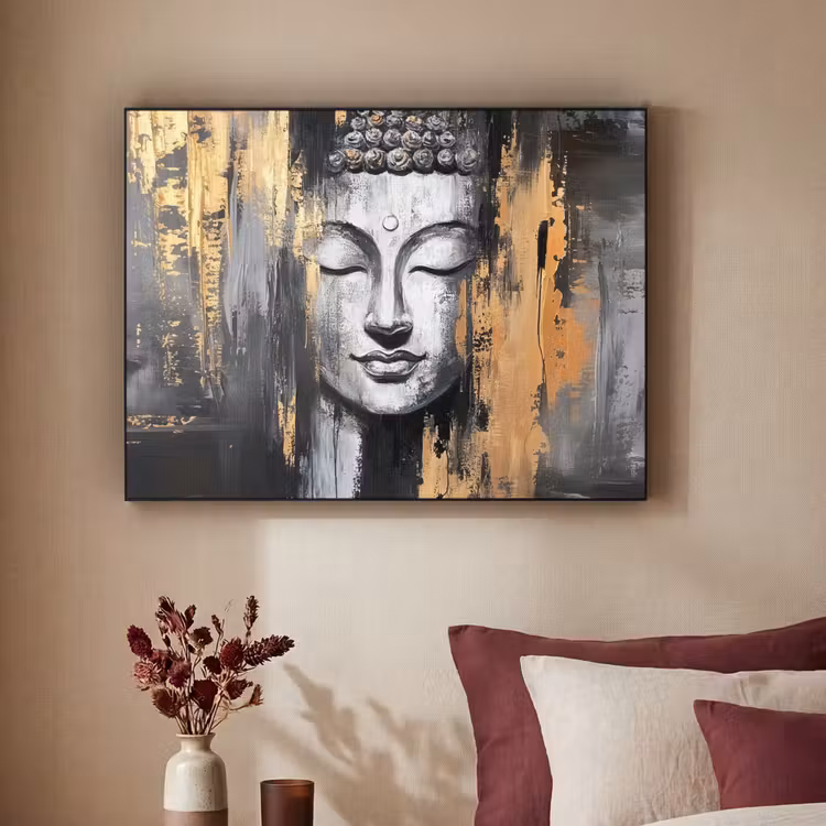 Art Frame - Boedhha - Penseelstreken - Goud - Abstract — 2