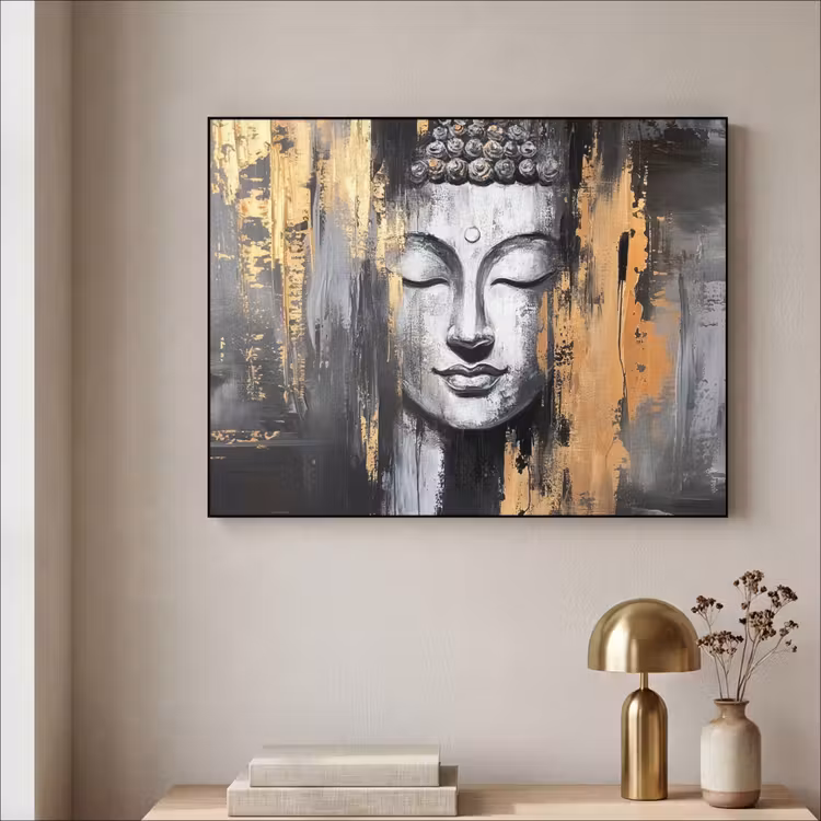 Art Frame - Boedhha - Penseelstreken - Goud - Abstract — 3