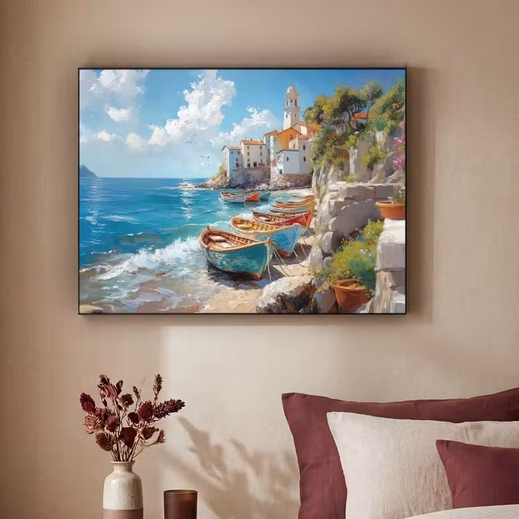 Art Frame - Boten - Rotsen - Zee - Zon — 2