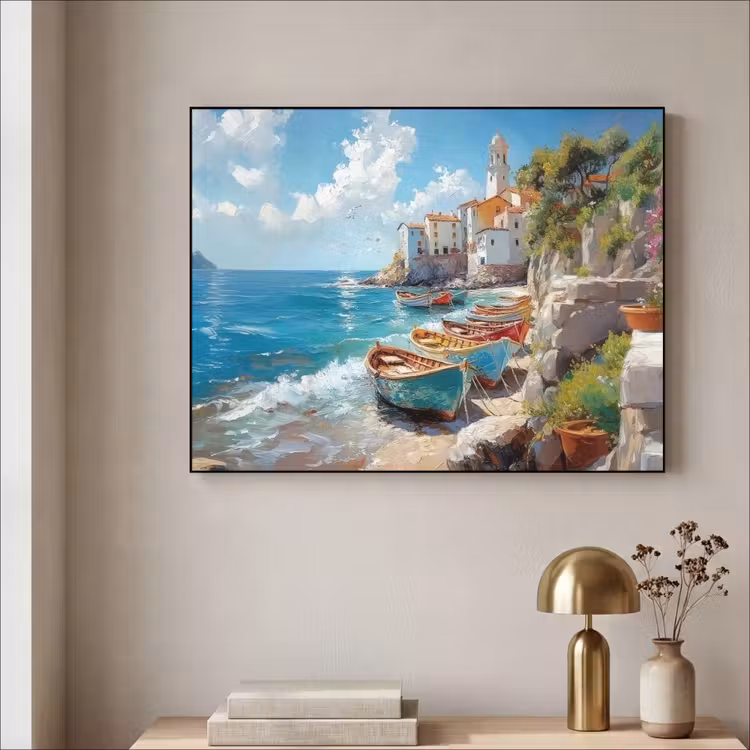 Art Frame - Boten - Rotsen - Zee - Zon — 3