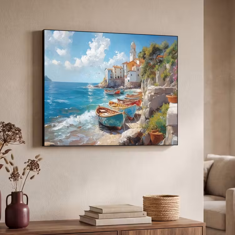 Art Frame - Boten - Rotsen - Zee - Zon — 4