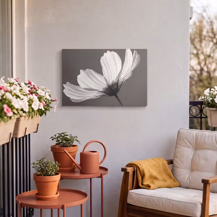 Buiten canvas - Bloem - Minimalistisch - Zwart - Wit — 4