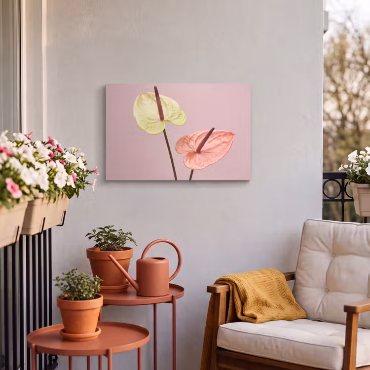 Buiten canvas - Bloemen - Anthuriums - Geel - Roze — 4