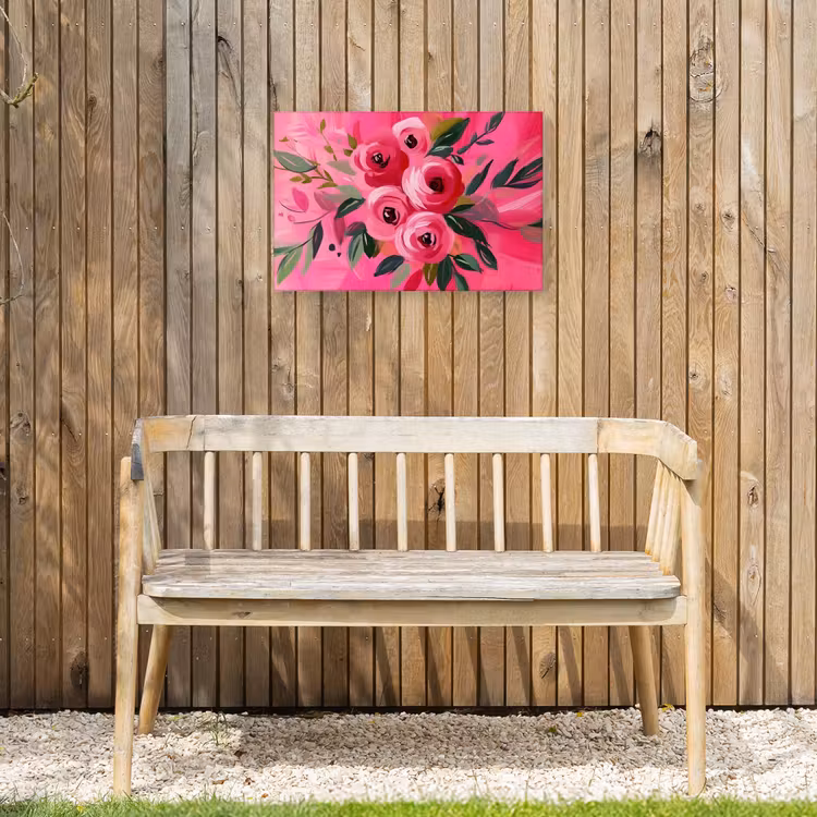 Buiten canvas - Bloemen - Verf - Roze — 3