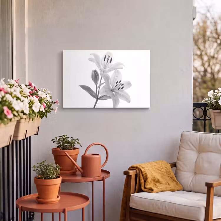 Buiten canvas - Lelies - Elegant - Zwart - Wit — 4