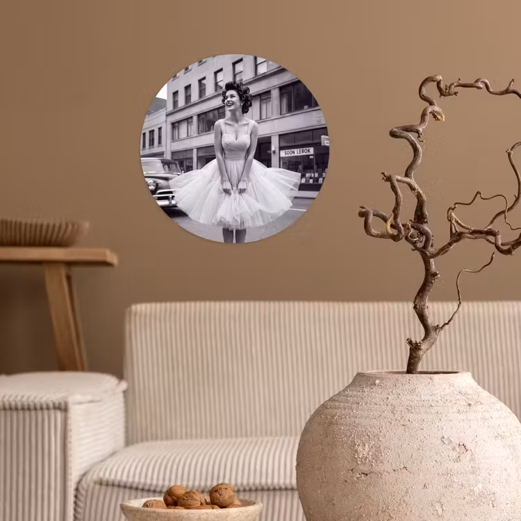 Behangcirkel - Retro - Vrouw - Zwart - Wit — 2