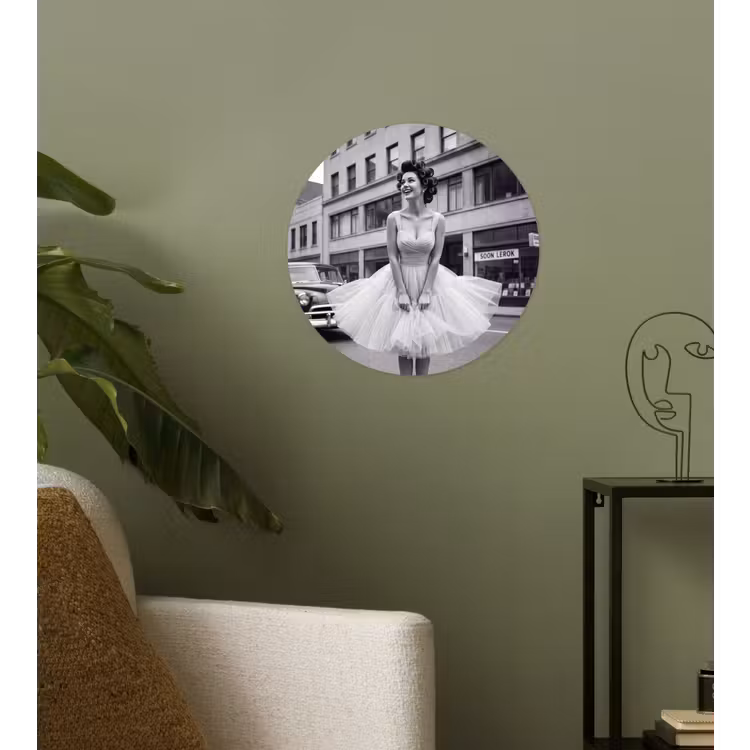 Behangcirkel - Retro - Vrouw - Zwart - Wit — 3