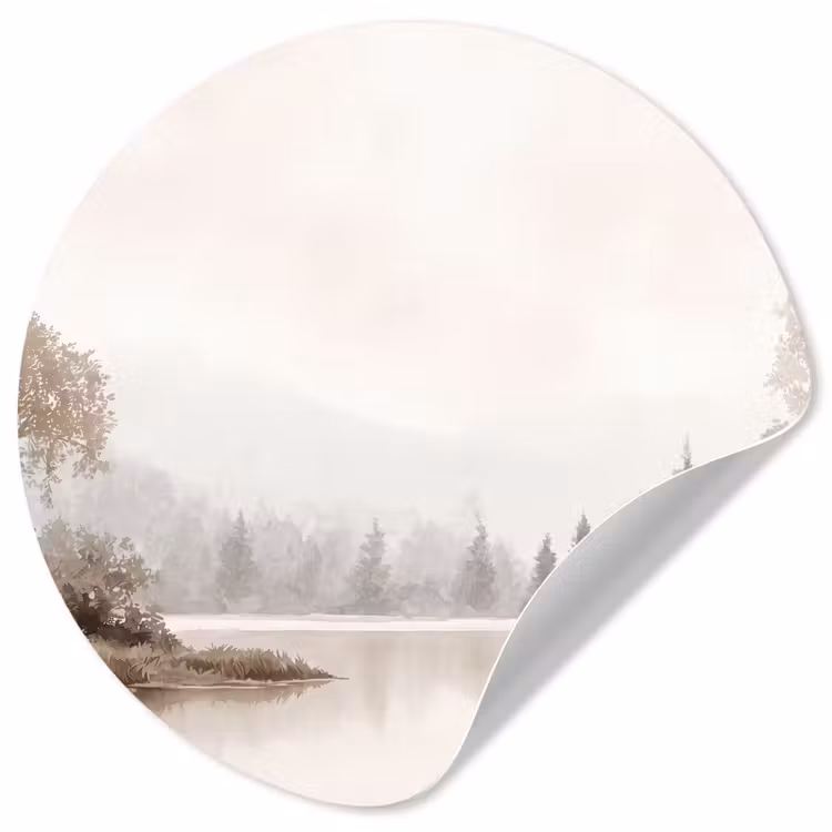 Behangcirkel - Rivierlandschap - Minimalistisch - Aardetinten — 1