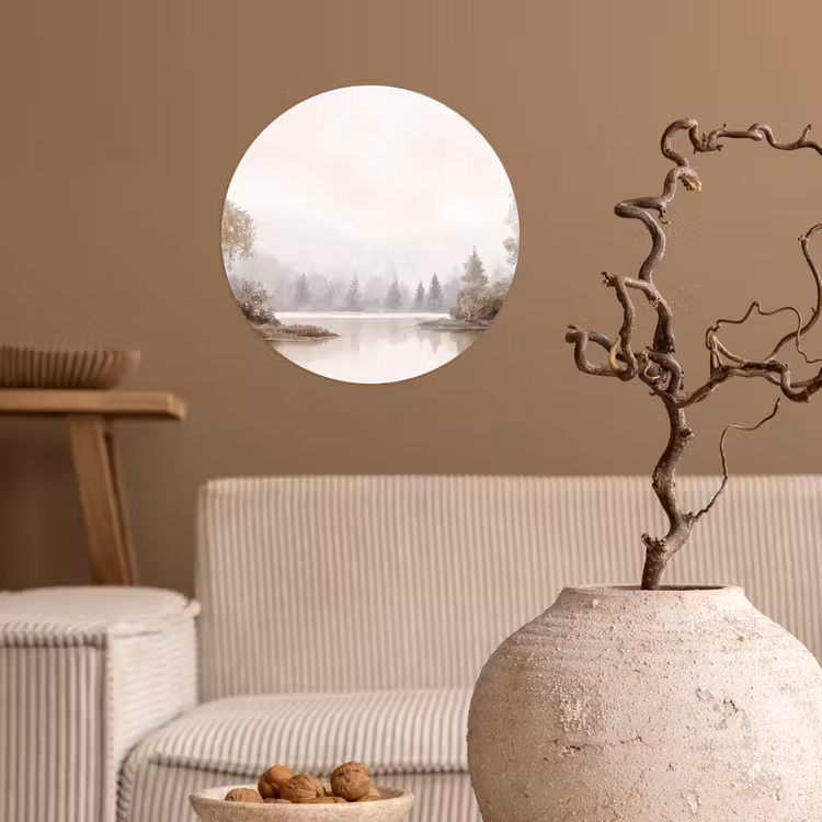 Behangcirkel - Rivierlandschap - Minimalistisch - Aardetinten — 2