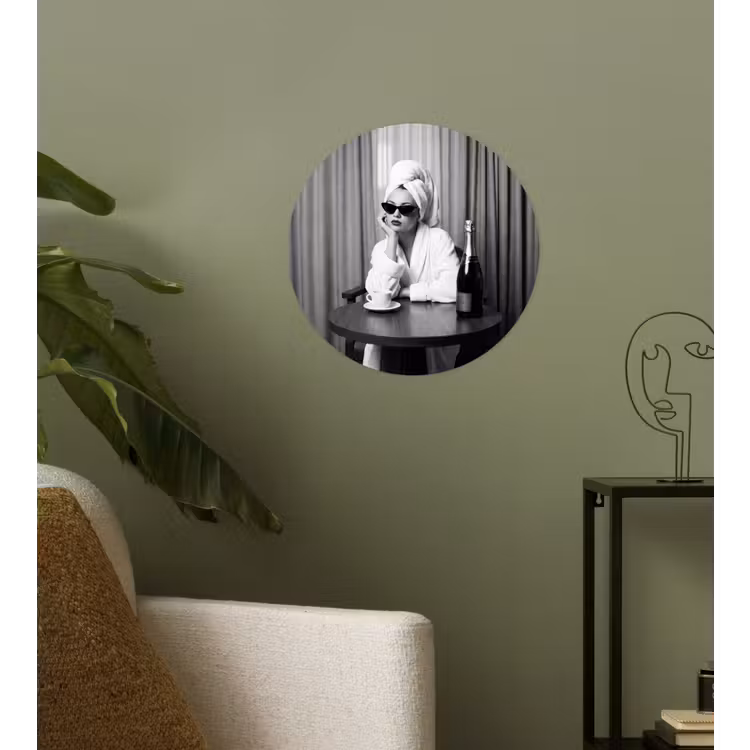 Behangcirkel - Vrouw - Bubbels - Zwart - Wit — 3
