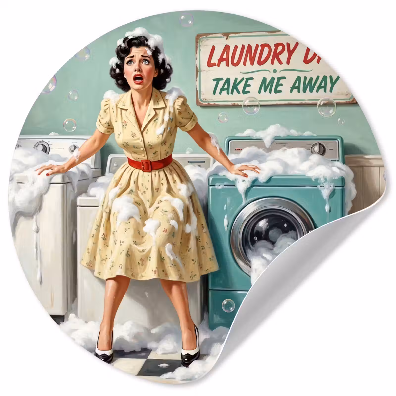 Behangcirkel - Retro - Blauw - Vrouw — 1