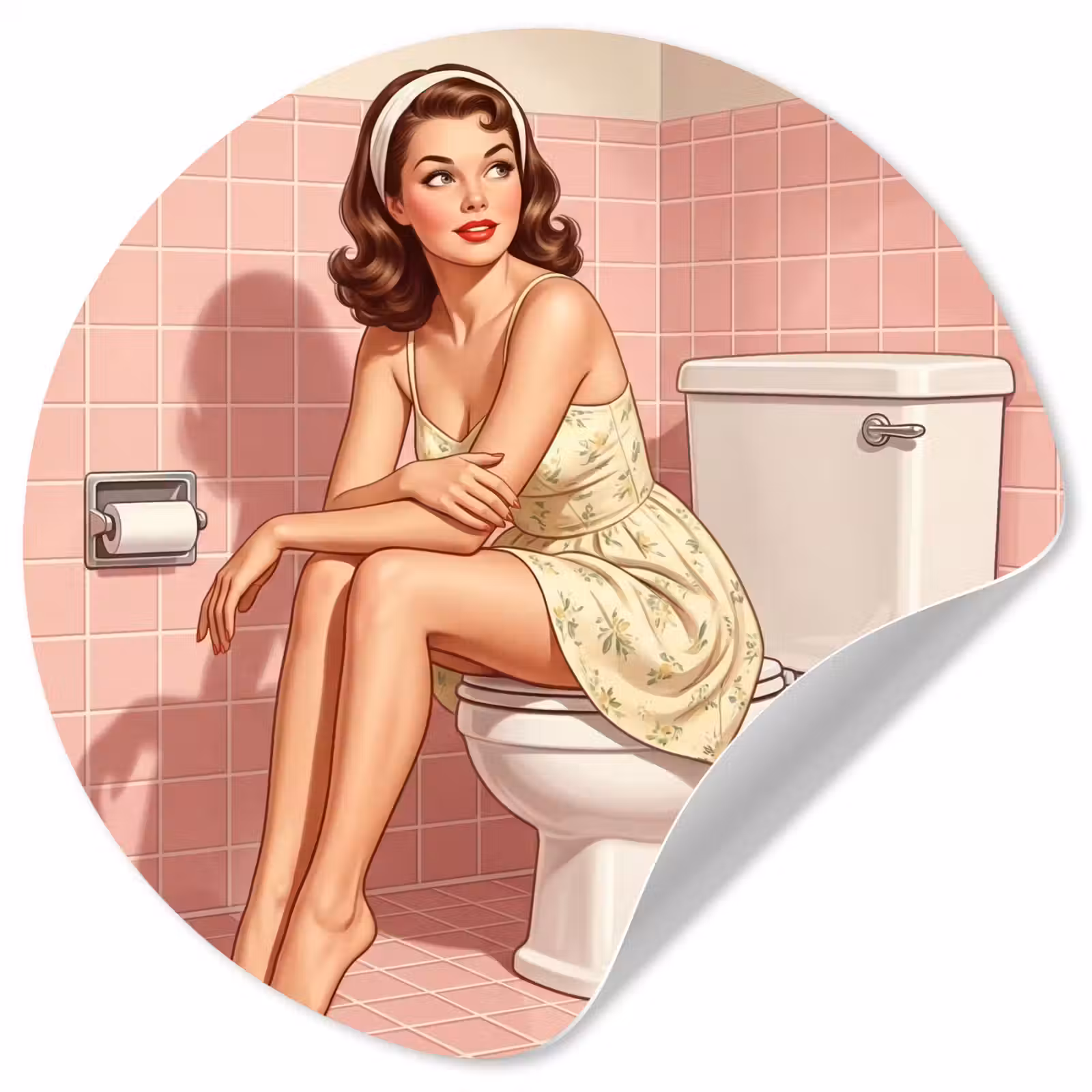 Behangcirkel - Roze - Retro - Vrouw — 1