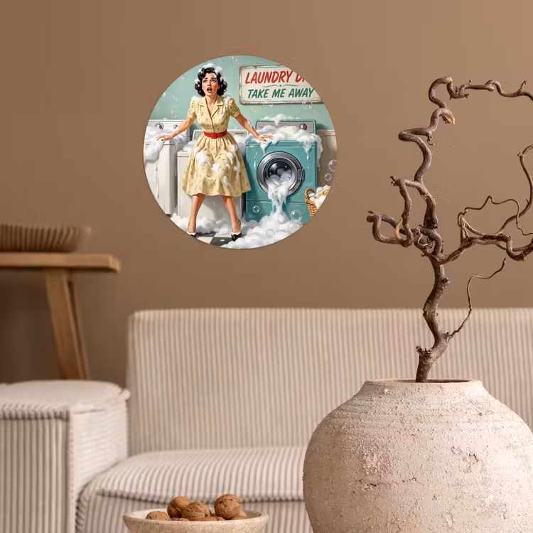 Behangcirkel - Retro - Blauw - Vrouw — 2