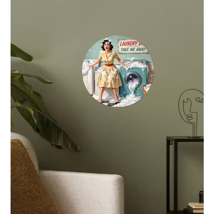 Behangcirkel - Retro - Blauw - Vrouw — 3
