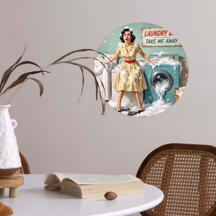 Behangcirkel - Retro - Blauw - Vrouw — 4