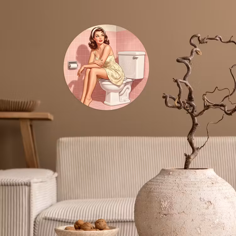 Behangcirkel - Roze - Retro - Vrouw — 2