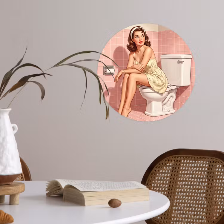 Behangcirkel - Roze - Retro - Vrouw — 4