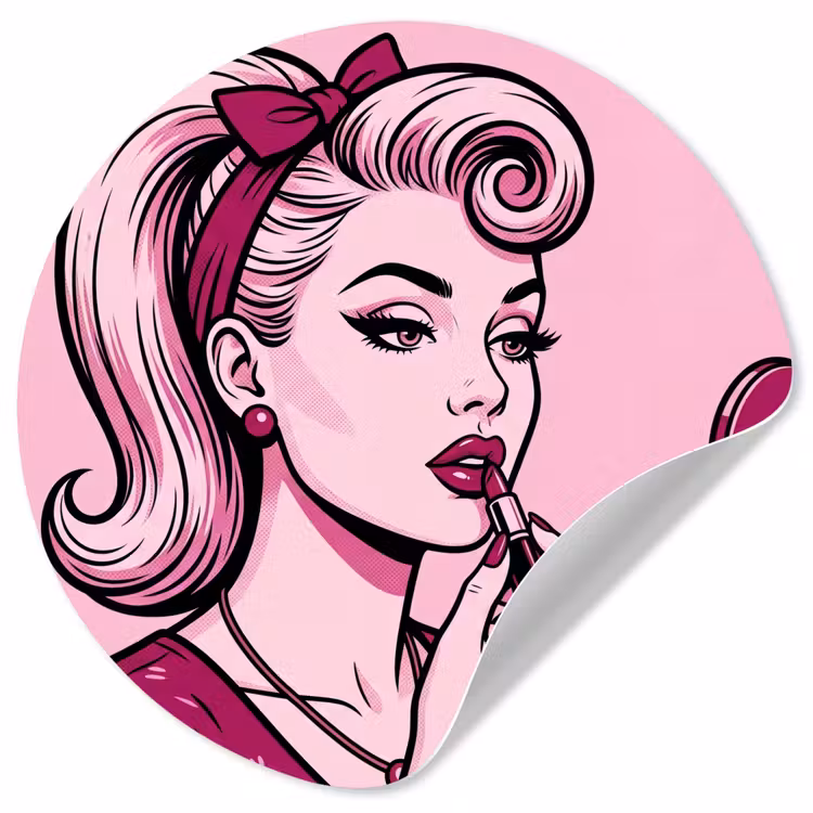 Behangcirkel - Vintage - Vrouw - Roze — 1
