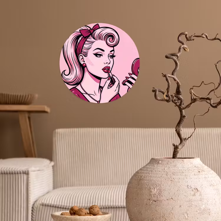 Behangcirkel - Vintage - Vrouw - Roze — 2