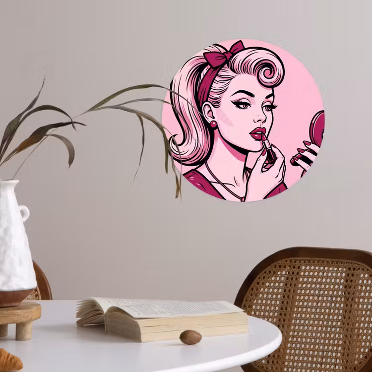 Behangcirkel - Vintage - Vrouw - Roze — 4