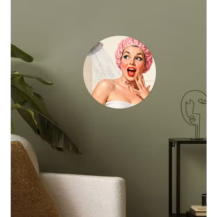 Behangcirkel - Vrouw - Douche - Roze — 3