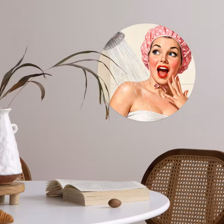 Behangcirkel - Vrouw - Douche - Roze — 4