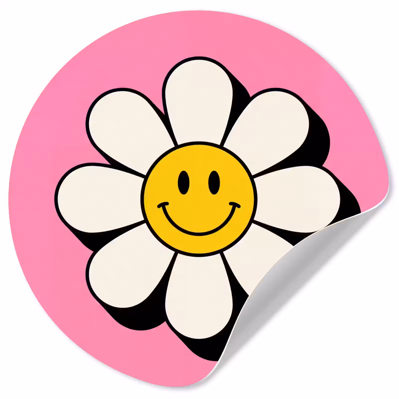 Behangcirkel - Smiley - Bloem - Roze — 1