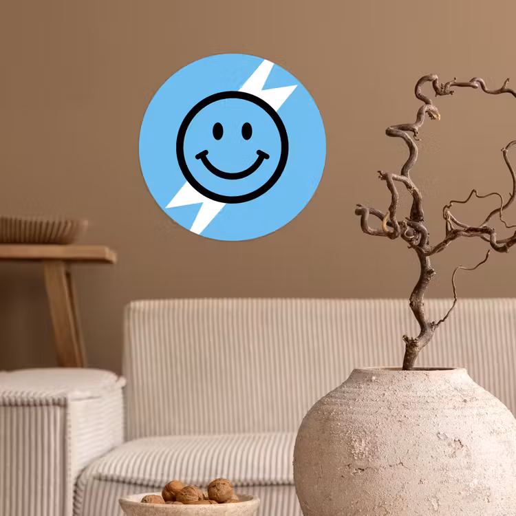 Behangcirkel - Smiley - Blauw - Bliksem — 2