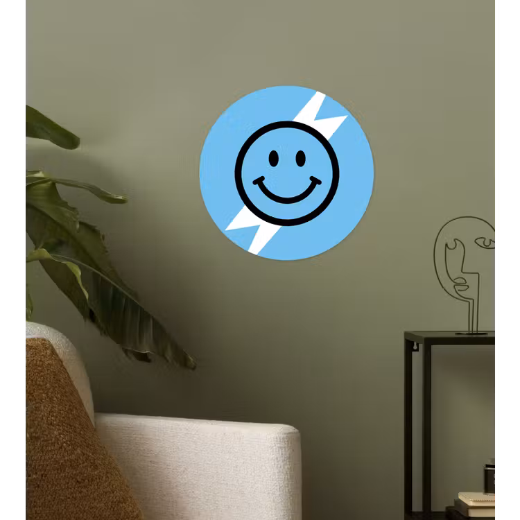 Behangcirkel - Smiley - Blauw - Bliksem — 3