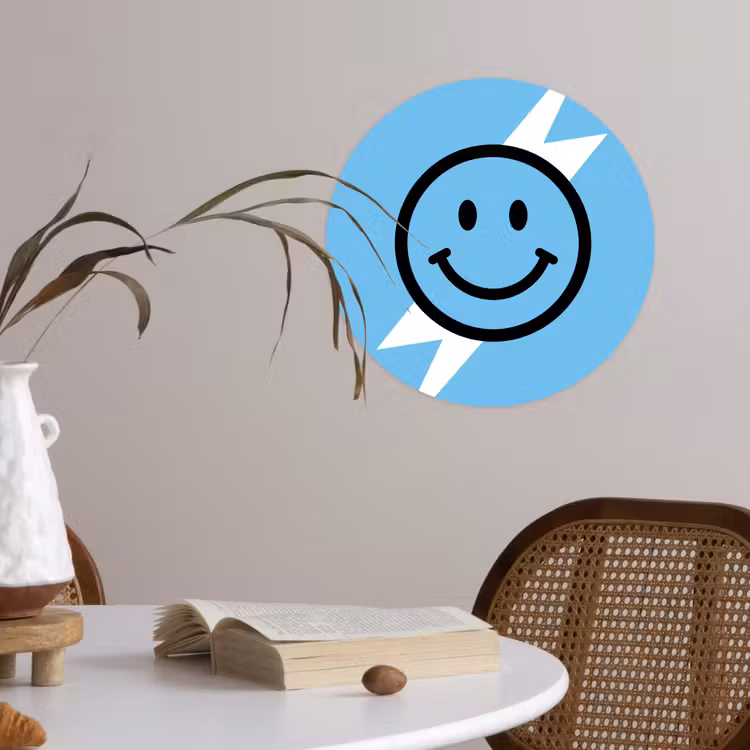 Behangcirkel - Smiley - Blauw - Bliksem — 4