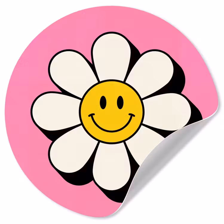 Behangcirkel - Smiley - Bloem - Roze — 1