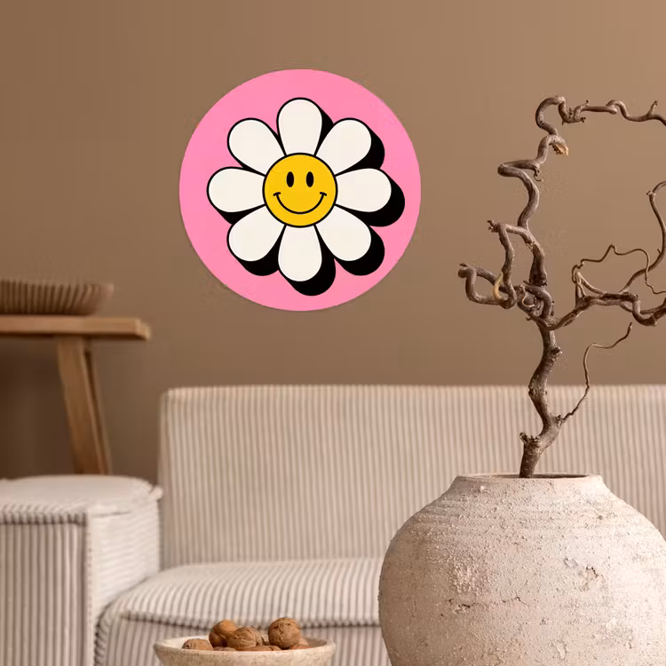 Behangcirkel - Smiley - Bloem - Roze — 2