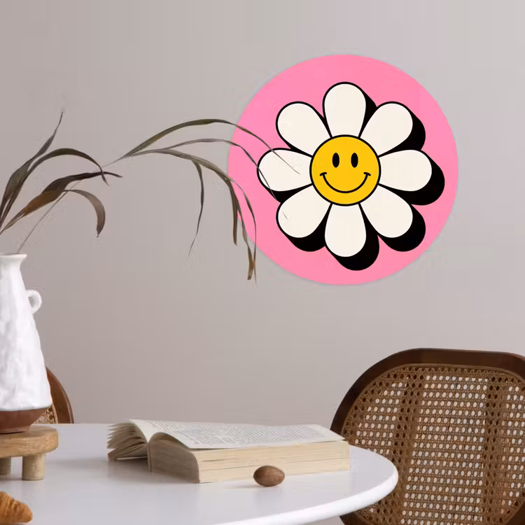 Behangcirkel - Smiley - Bloem - Roze — 4