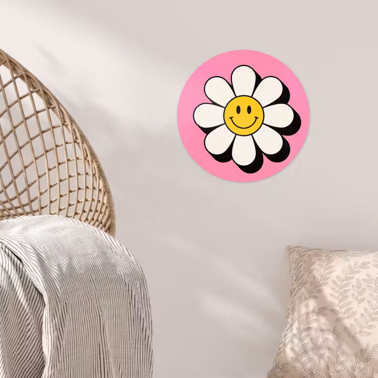 Behangcirkel - Smiley - Bloem - Roze — 5