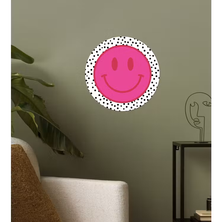 Behangcirkel - Smiley - Roze - Stippen — 3